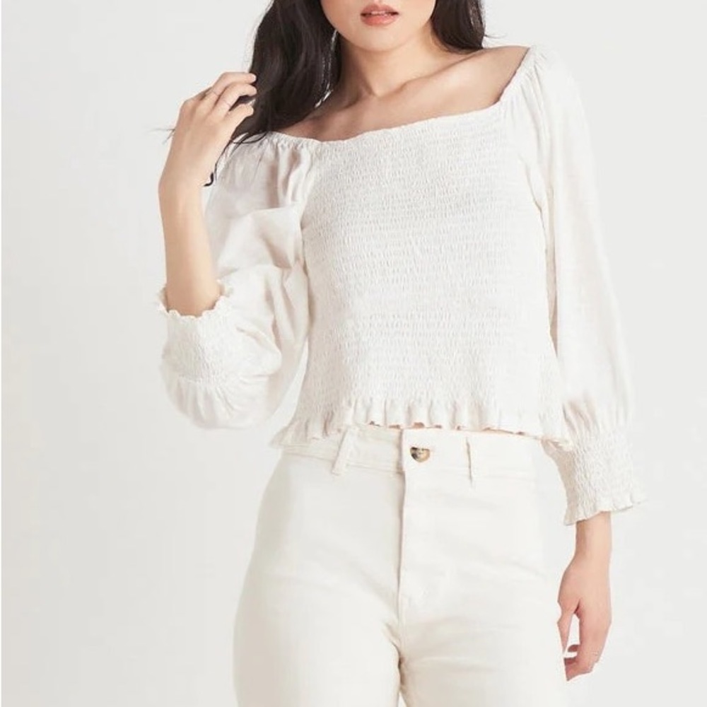 NWT Dex Smocked Square Neck Blouse